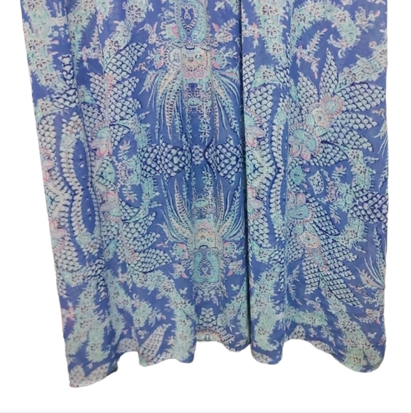 Show Me Your Mumu Blue Floral Purple Lined Sheer Trapeze Maxi Dress Women XS - Picture 6 of 12